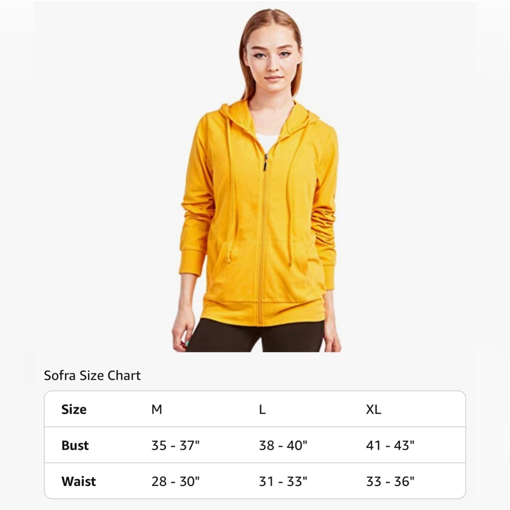 NWT - Sofra - Women's Thin Cotton Zip Up Hoodie Jacket - Picture 5 of 8